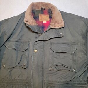 Vtg St Johns Bay Barn Chore Jacket Men Med Olive Corduroy Collar Flannel Quilted
